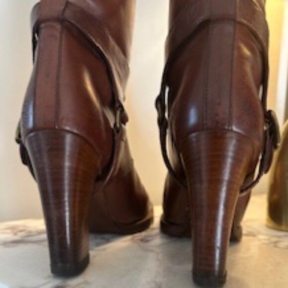 VINTAGE RARE MIU MIU Harness Italian Leather Heeled Luxury Boots - Size 8/8.5 N - Picture 11 of 16